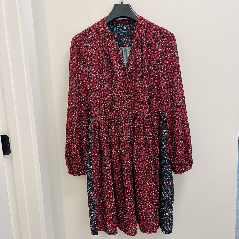 French Connection floral two tone red/black mini dress size 6